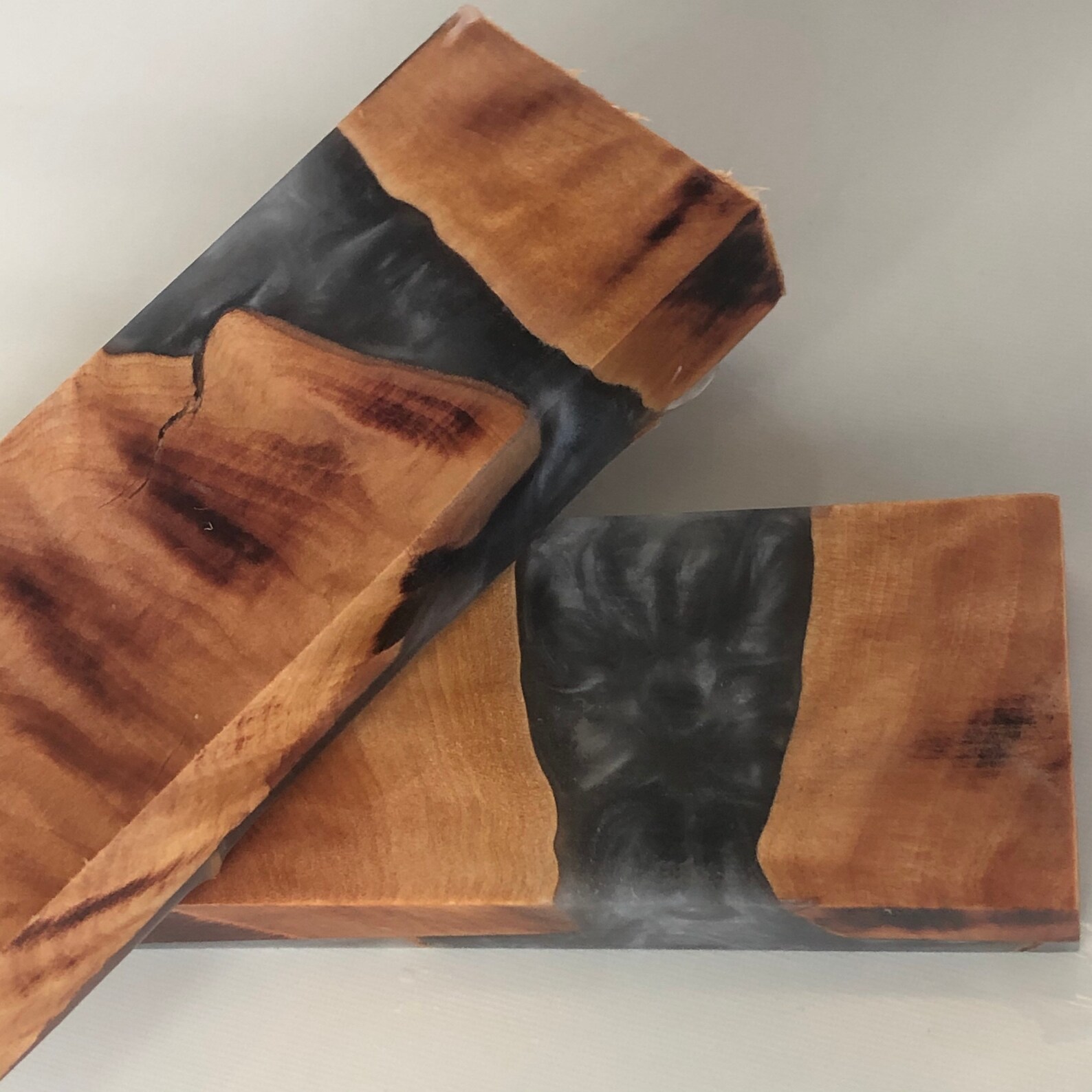 Stabilized Wood & Cast Epoxy Resin Combo Knife Scales 2 Piece Etsy