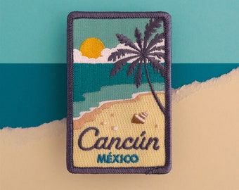 Cancun Mexico Embroidered Patch: Iron-On Travel Souvenir