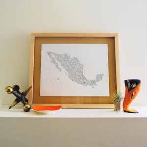 Mexico Letterpress Map Art Print image 1