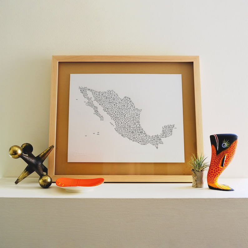 Mexico Letterpress Map Art Print image 1