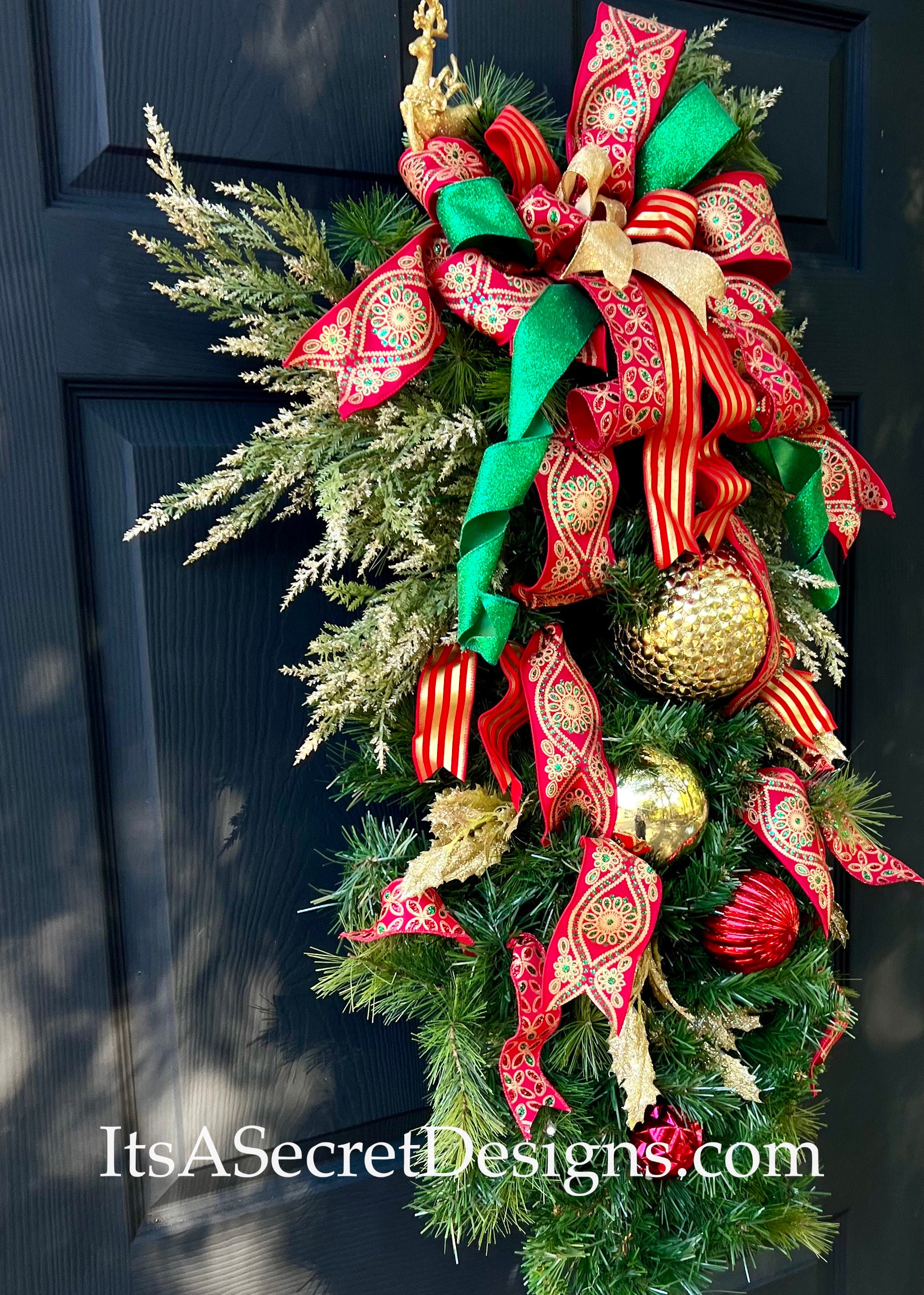 MISS DELILAH-Over the top Christmas Decor-Traditional Door Swag-Holiday