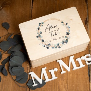Erinnerungskiste Erinnerungsbox 40x30/30x20cm Hochzeit Eukalyptus Euka Baby Geburt Taufe Geschenk