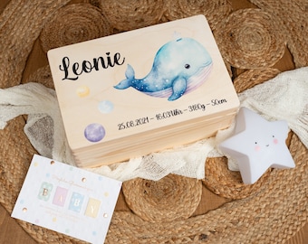 Boîte à souvenirs Boîte à souvenirs baleine créature marine 40x30/30 x 20 cm baleine créature marine bébé garçon fille enfant naissance baptême cadeau