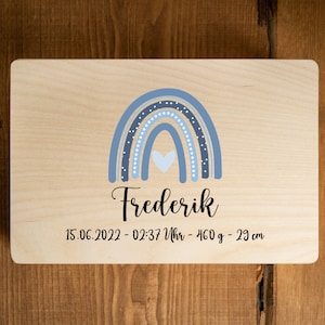 Erinnerungskiste Erinnerungsbox 40x30/30x20cm Regenbogen Boho Blau 1 Baby Junge Mädchen Kind Geburt Taufe Geschenk