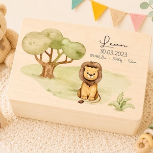 Erinnerungskiste Erinnerungsbox Safari Tiere Dschungel Löwe Elefant Affe Giraffe 40x30/30x20cm Baby Junge Mädchen Kind Geburt Taufe Geschenk