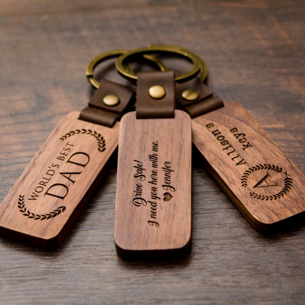 Key ring made of wood incl. engraving of your choice gift anniversary love wedding congratulations birthday baptism communion driver's license