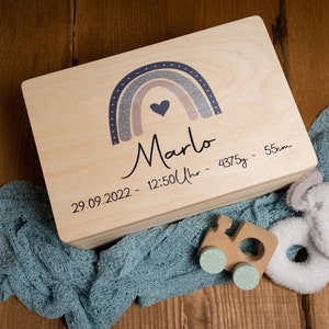 Erinnerungskiste Erinnerungsbox Regenbogen 40x30/30x20cm Baby Junge Mädchen Kind Geburt Taufe Geschenk