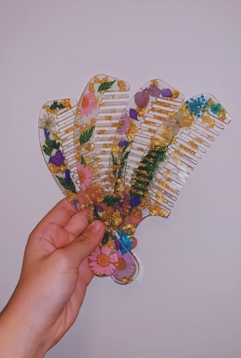 Decorative Floral Resin Comb Handmade Resin Combs Resin Etsy