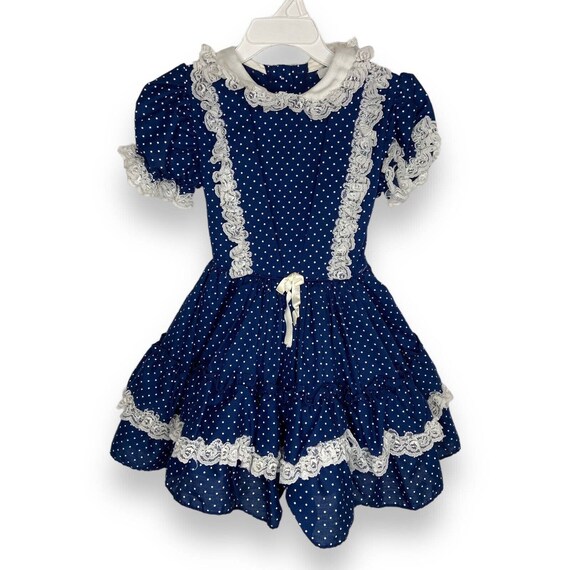 VTG Miss Quality Little Girls Size 5 Ruffle Lace … - image 2