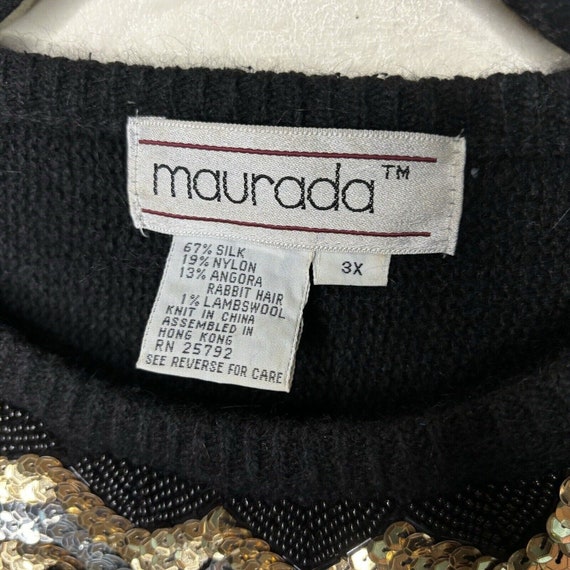 VTG Maurada Women's 3X Silk Angora Blend Sequin S… - image 2