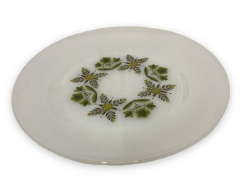 Anchor Hocking Fire-King Green Meadow Dinner Plate 10" Suburbia Dinnerware White