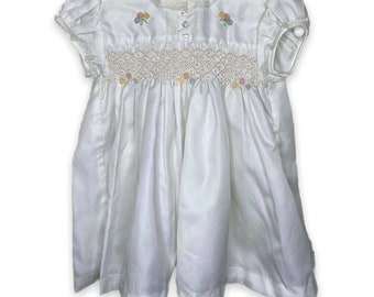 VTG Brierley’s of Blackburn Baby Girls Size 3-9 Month Smocked Dress Embroidered