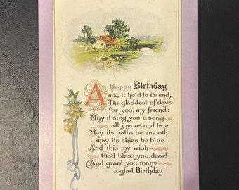 VTG A Sunshine Card Antique Reproduction Postcard Happy Birthday Divided New