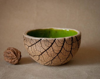Ceramic Incense Burner ~ Green Fern Leaf Texture ~ Handmade Ceramic ~ Great Gift