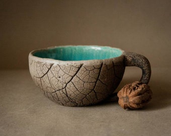 Ceramic Incense Burner ~ Green Fern Leaf Texture ~ Handmade Ceramic ~ Great Gift