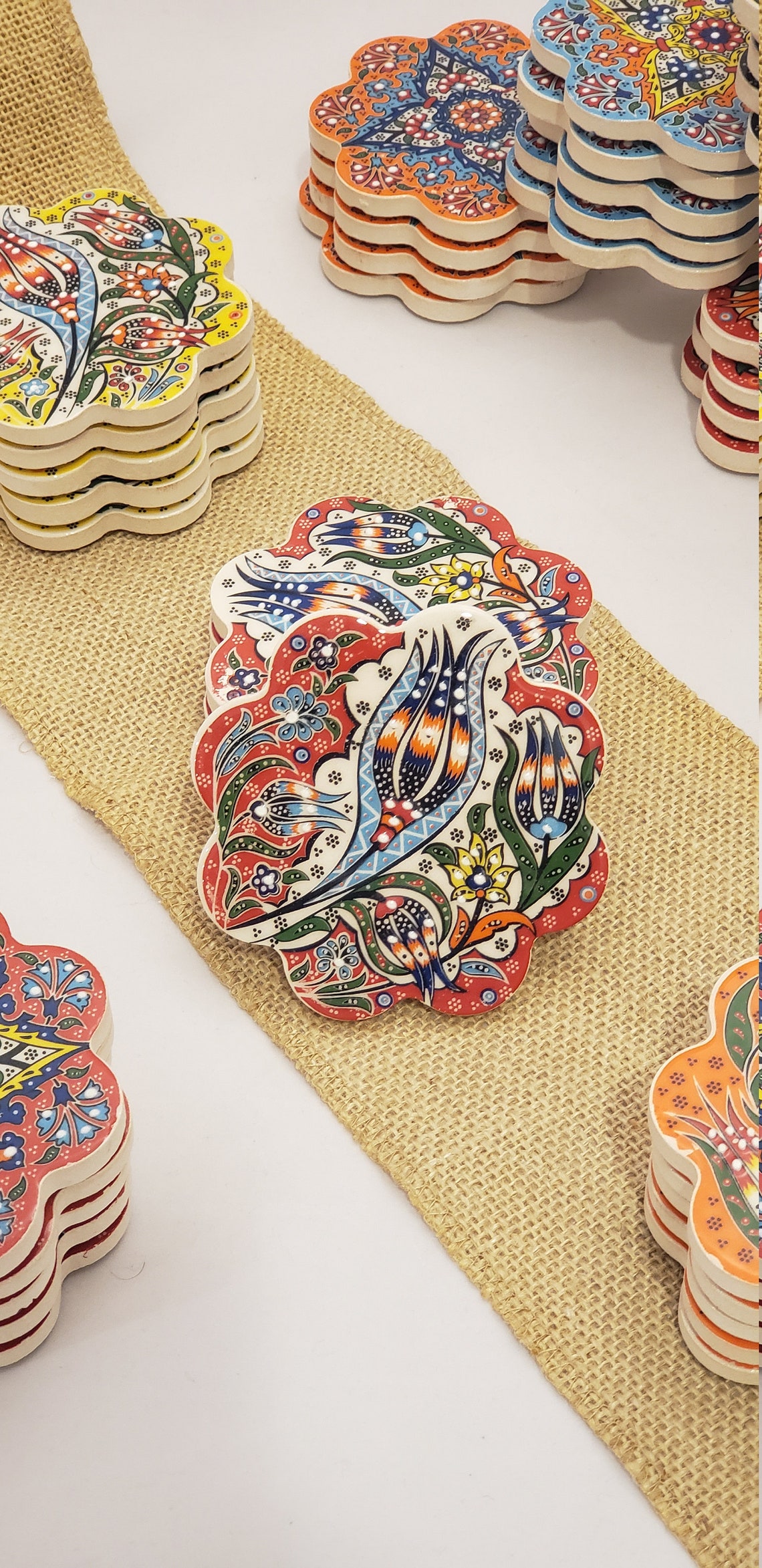 Handmade Turkish Ceramic Coaster 4Inch Coaster Ceramic Etsy