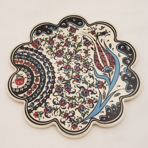 Handmade Turkish Ceramic Daisy Trivet B4
