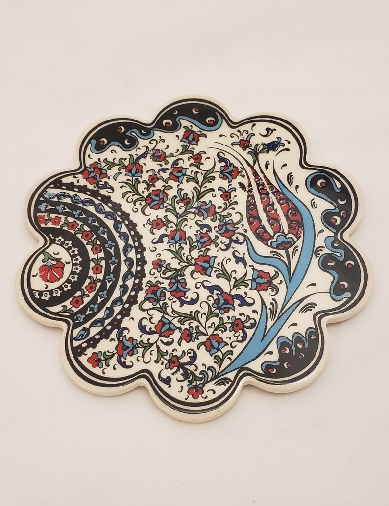 Handmade Turkish Ceramic Daisy Trivet B4