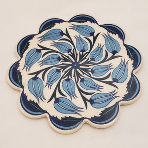 Handmade Turkish Ceramic Daisy Trivet B1