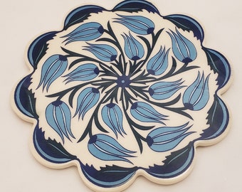 Handmade Turkish Ceramic Daisy Trivet