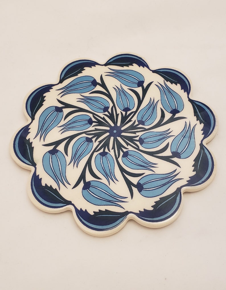 Handmade Turkish Ceramic Daisy Trivet B1