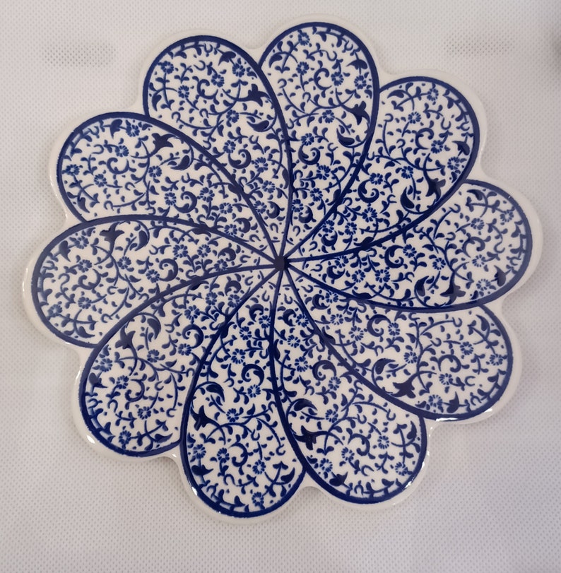 Handmade Turkish Ceramic Daisy Trivet B7