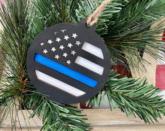 Thin Blue Line Ornament, Law Enforcement Ornament, GIft Idea For Him