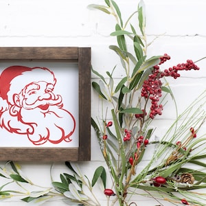 Vintage Santa Claus Sign, Rustic Christmas Decor, Handmade Holiday Wall Art, Farmhouse Style Christmas Decoration, Festive Home Decor