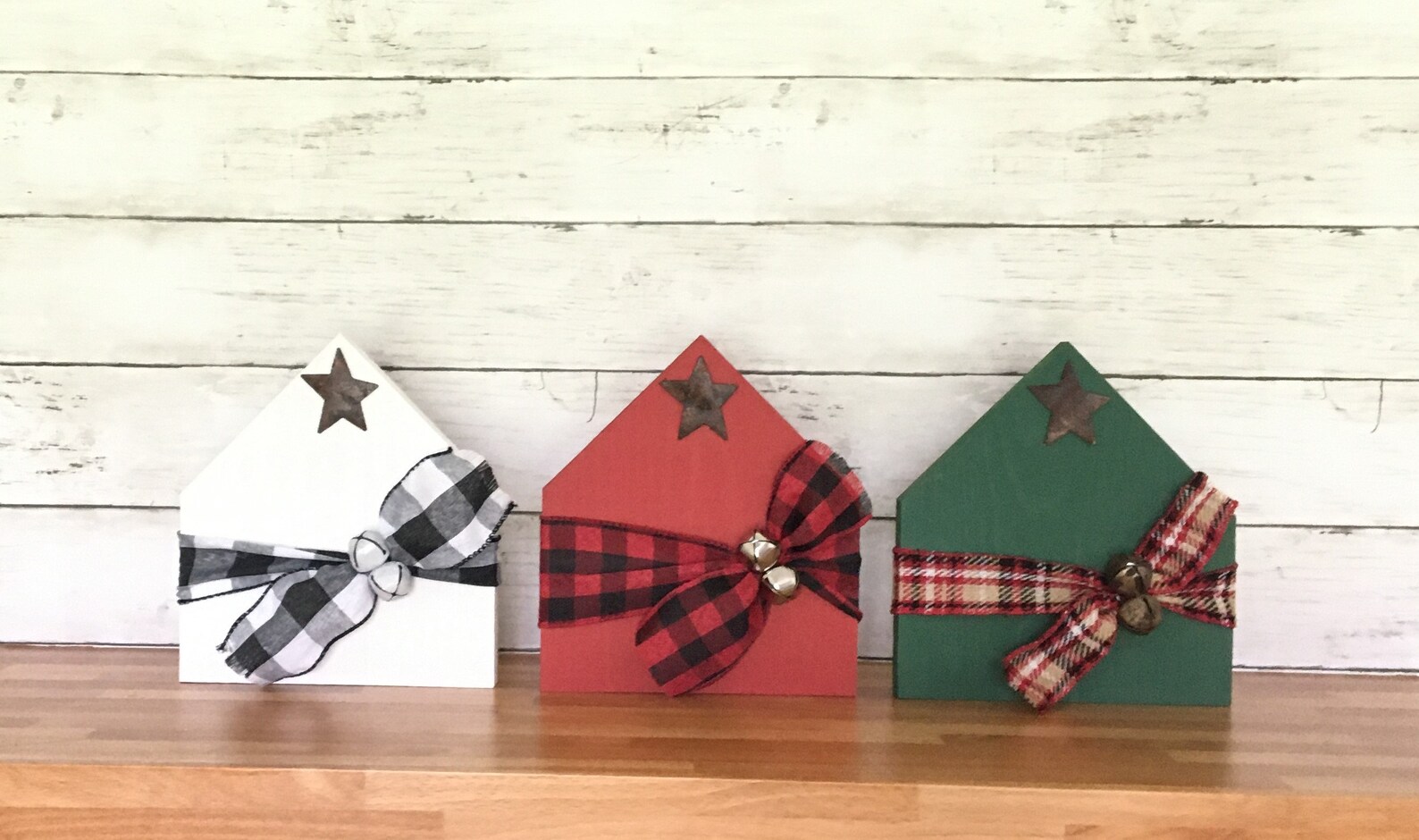 Christmas Shelf Sitter Wood House Rustic Christmas Decor Etsy UK