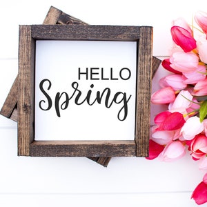Hello Spring Sign, Spring Time Decoration, Spring Shelf Sitter Sign, Spring Wall Decor, Spring Mantle Decor, Spring Wood Sign, Spring Sign