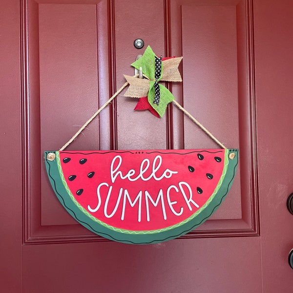 Front Door Decor, Hello Summer Door Hanger, Summer Door Decor Watermelon, Summer Porch Decorations, Summer Door Wreath