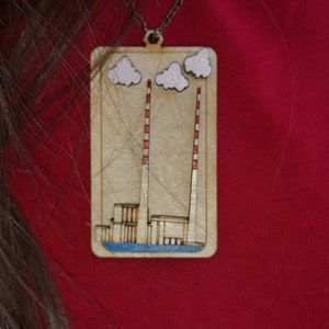 Poolbeg chimneys chain, Dublin, gift ideas, Ireland, necklace, Irish, wooden necklace, handmade, plywood,