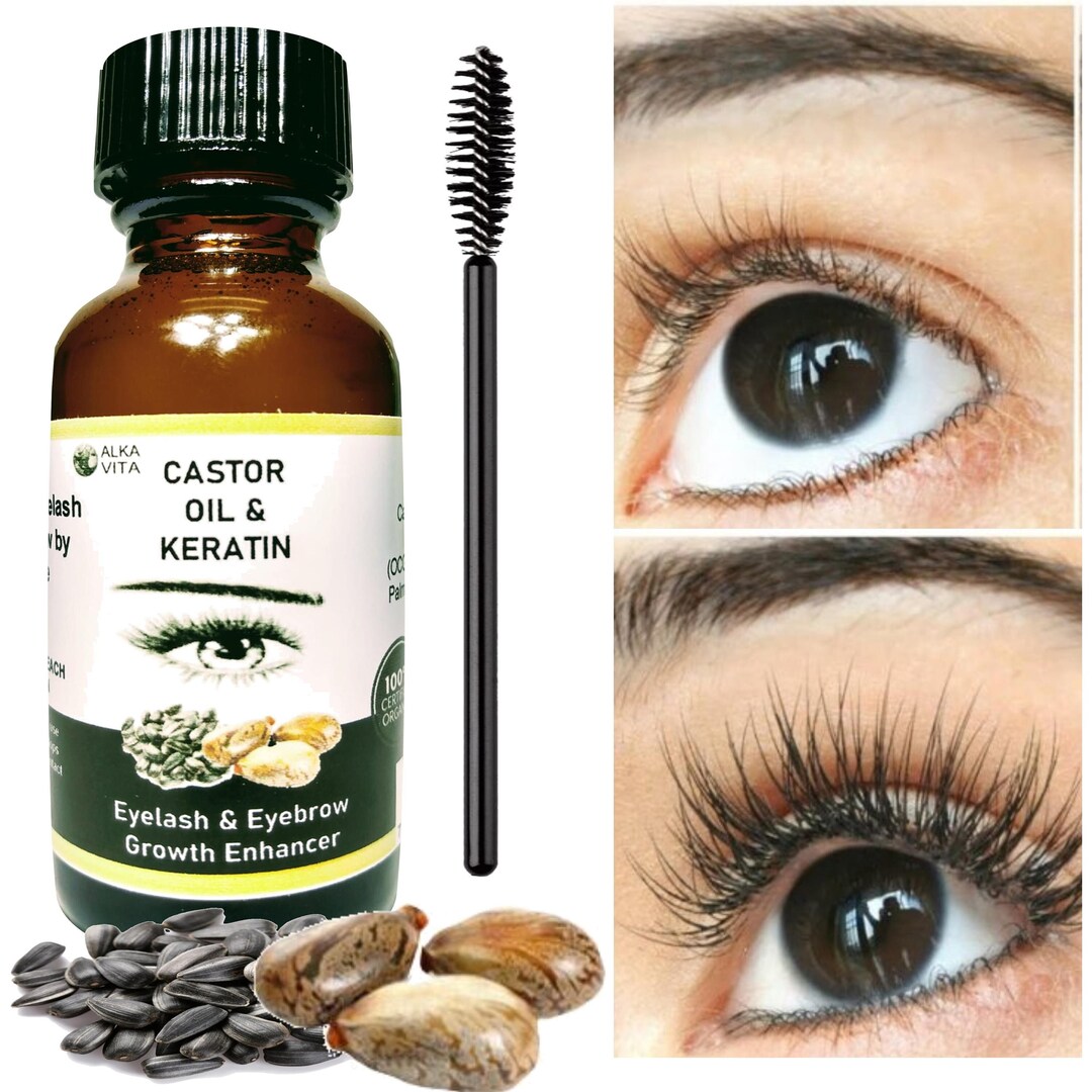 Eyelash & Eyebrow Growth Thickener Keratin Organic and Castor Oil Pure