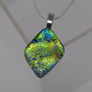 Multicolor Dichroic Glass Pendant, Fused Glass Pendant, Double Dichroic Glass, Dichroic Glass, Dichroic Glass Pendant, Fused Glass