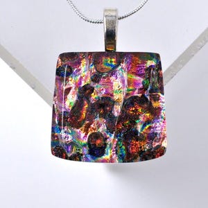 Wildly Colorful Dichroic Glass Pendant, Fused Glass Pendant, Double Dichroic Glass, Dichroic Glass, Dichroic Glass Pendant, Fused Glass