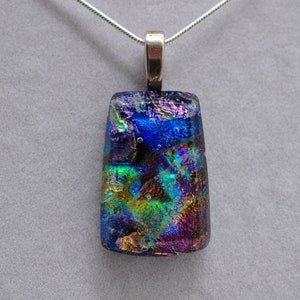 Striking Multicolor Dichroic Glass Pendant, Fused Glass Pendant, Art Glass Jewelry, Dichroic Glass, Dichroic Glass Pendant, Fused Glass