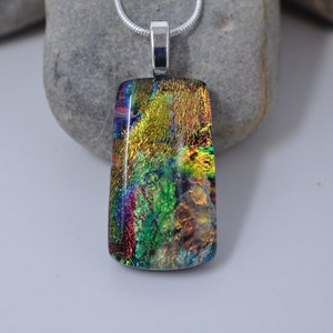 Sparkling Multicolor Dichroic Glass Pendant, Fused Glass Pendant, Double Dichroic Glass, Dichroic Glass, Dichroic Glass Pendant, Fused Glass