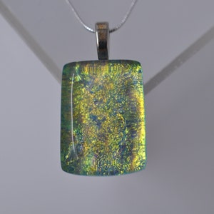 Opalescence Green Dichroic Glass Pendant, Fused Glass Pendant, Double Dichroic Glass, Dichroic Glass, Dichroic Glass Pendant, Fused Glass