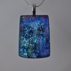 Brilliant Blues Colorful  Dichroic Glass Pendant, Fused Glass Pendant, Dichroic Glass, Glass Necklace, Dichroic Glass Pendant, Fused Glass