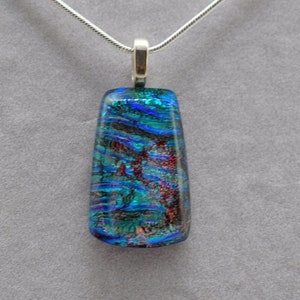 Shimmering Multicolor Dichroic Glass Pendant, Fused Glass Pendant, Art Glass Jewelry, Dichroic Glass, Dichroic Glass Pendant, Fused Glass