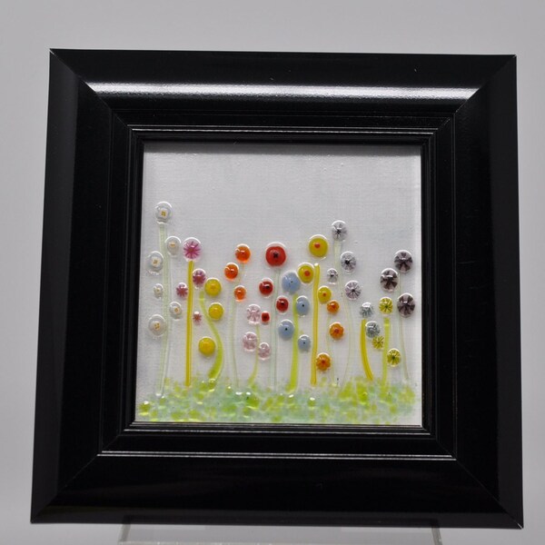 Glass Wall Art Flower Etsy