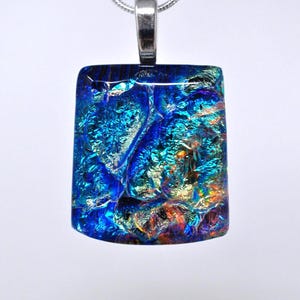 Striking Multicolor Dichroic Glass Pendant, Fused Glass Pendant, Dichroic Glass, Dichroic Glass Pendant, Fused Glass Necklace, Glass Pendant