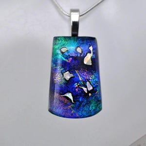 Artisan Dimensional Dichroic Glass Pendant,  Fused Glass Pendant, Art Glass Jewelry, Glass Necklace, Unique Designer Jewelry, Holographic