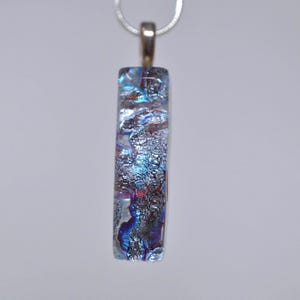 Red Blue Silver Dichroic Glass Pendant, Fused Glass Pendant, Double Dichroic Glass, Dichroic Glass, Dichroic Glass Pendant, Fused Glass