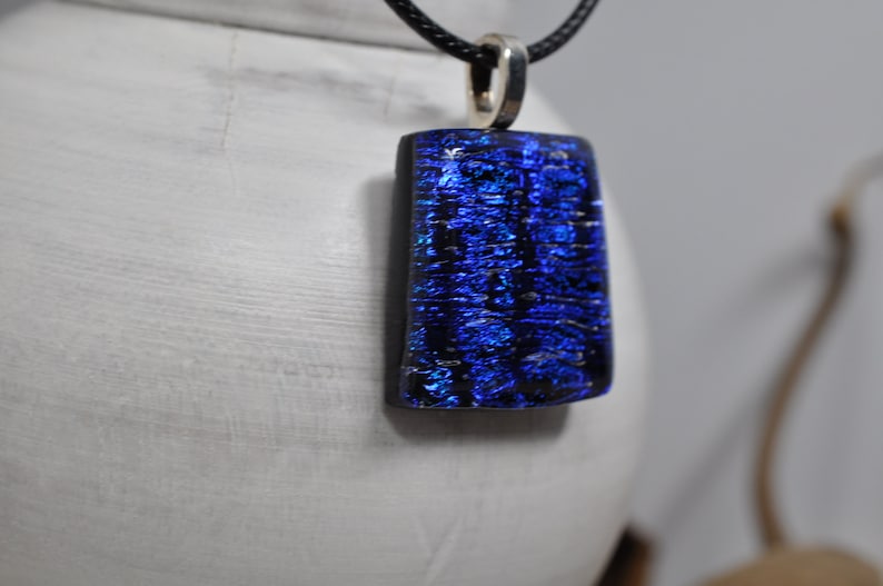 Dichroic Glass Pendant Double Dichroic Glass Fused Glass Pendant Deep Blues and Teal Dichroic Glass Pendant Dichroic Glass Fused Glass