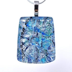 Big Bold Sky Blue Dichroic Glass Pendant, Fused Glass Pendant, Double Dichroic Glass, Dichroic Glass, Dichroic Glass Pendant, Fused Glass