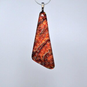 Bold Freeform Red Orange Dichroic Glass Pendant, Fused Glass Pendant, Dichroic Glass, Dichroic Glass Necklace, Fused Glass Necklace, Glass
