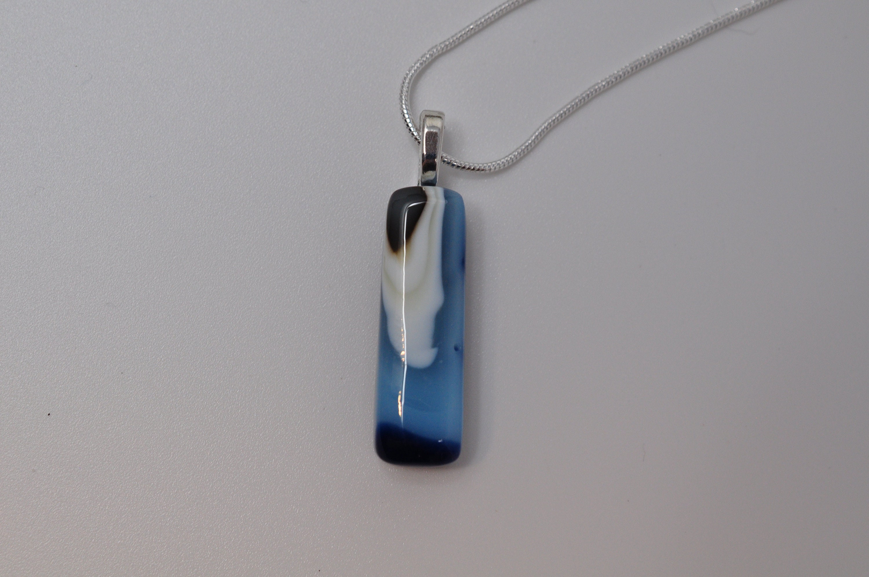Blues Fused Glass Fused Glass Pendant Cream and Clear Layers Of Glass With Reactions Fused Glass Pendant Multicolor Glass Pendant