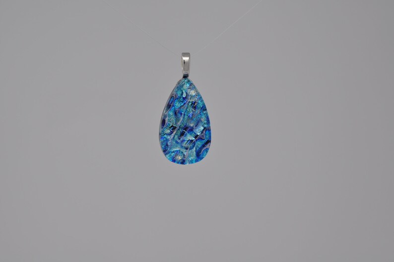 Dichroic Glass Blues Fused Glass pendant and matching earrings