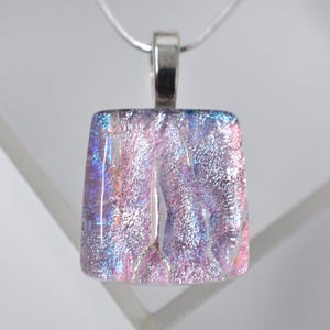 Light Pink Dichroic Glass Pendant, Fused Glass Pendant, Double Dichroic Glass, Dichroic Glass, Dichroic Glass Pendant, Fused Glass
